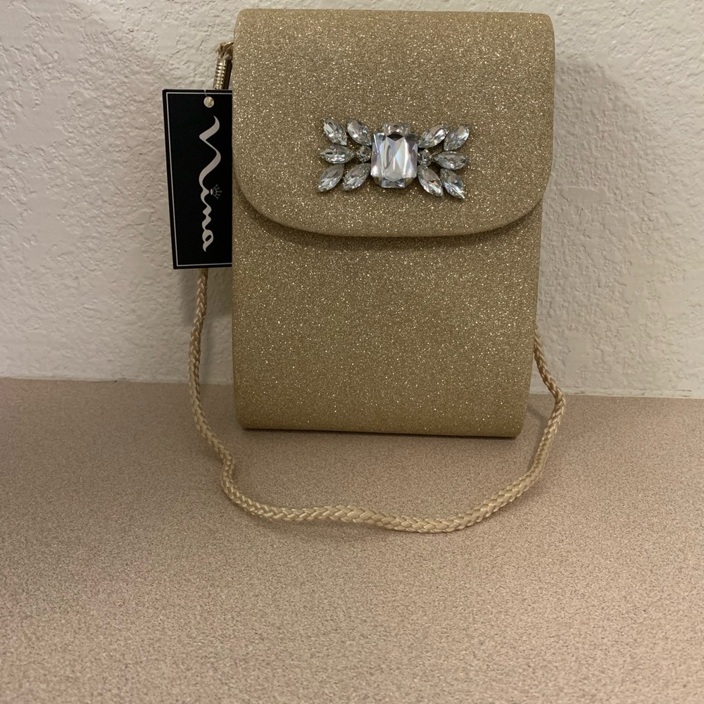 Ina Gold Glitter Clutch Bag